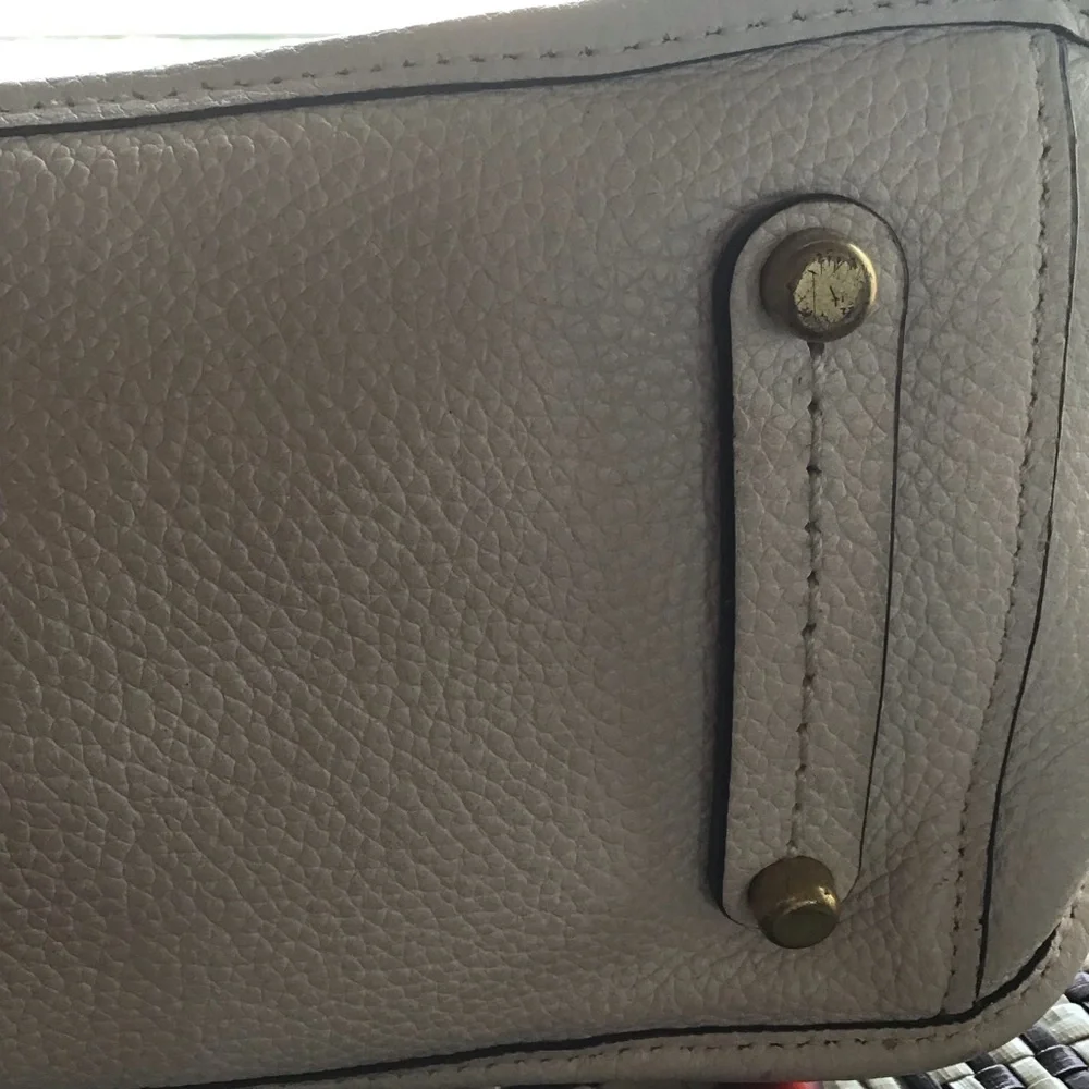 Coach Cream Leather Satchel with Detachable Strap